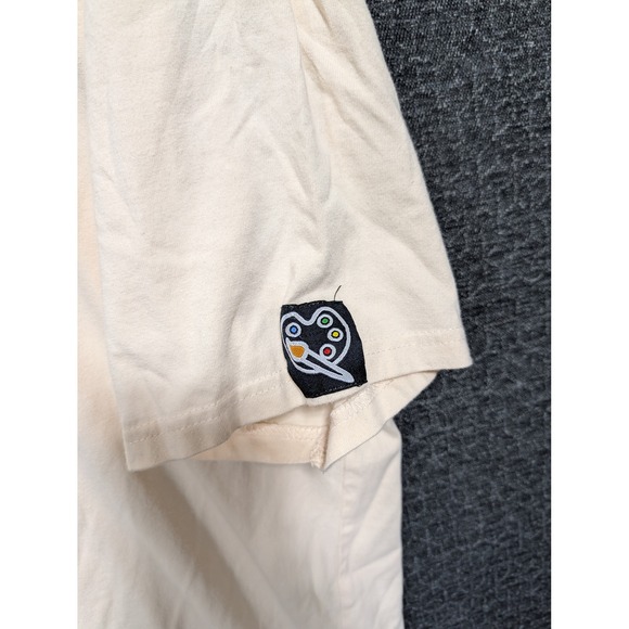 The Museum Mens XL Cream Graphic T-Shirt Orange Ringer Neck Winged Guitar Logo - Picture 6 of 7